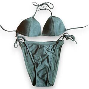 Vintage deadstock dark green bikini